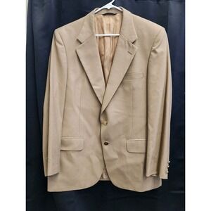 Burberrys‎ Pure Wool Blazer Sport Coat Jacket Gold Buttons Tan Logo Lined